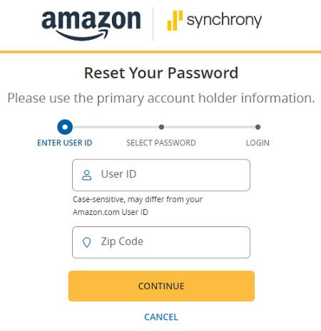 Amazon-synchrony-card-password-reset-form