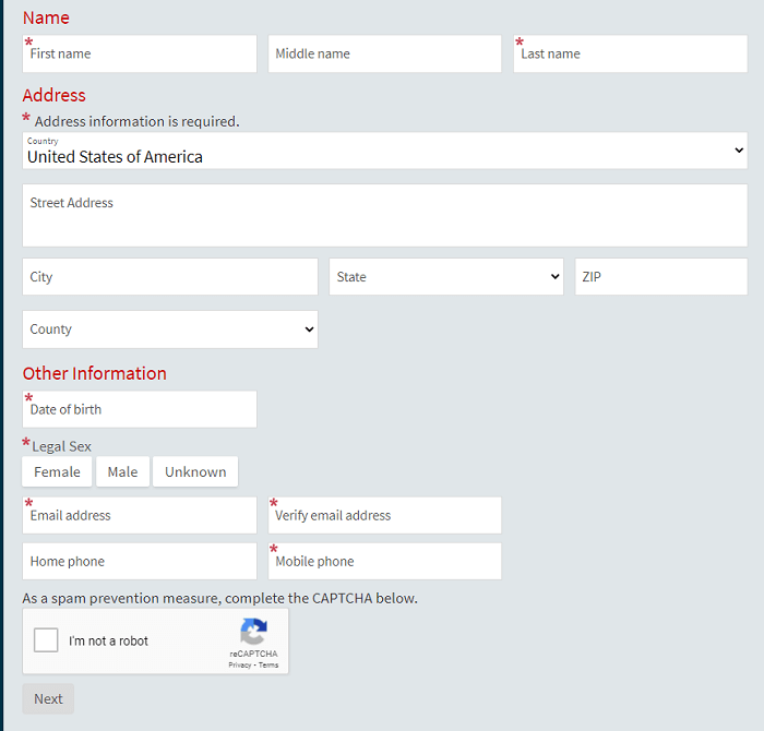 CVS MinuteClinic MyChart Sign Up form