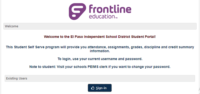 EPISD student portal page