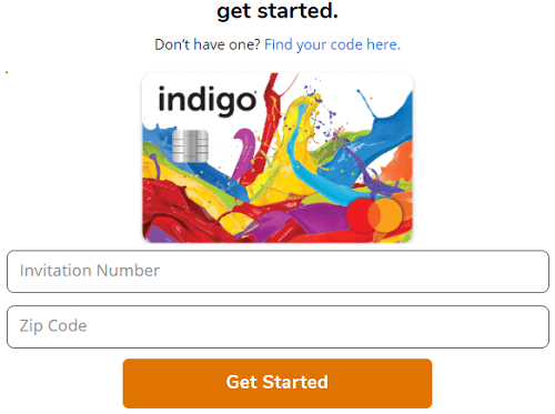 Indigo credit card application through invitation code