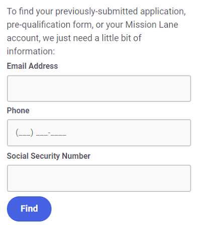 Mission Lane online account set up form