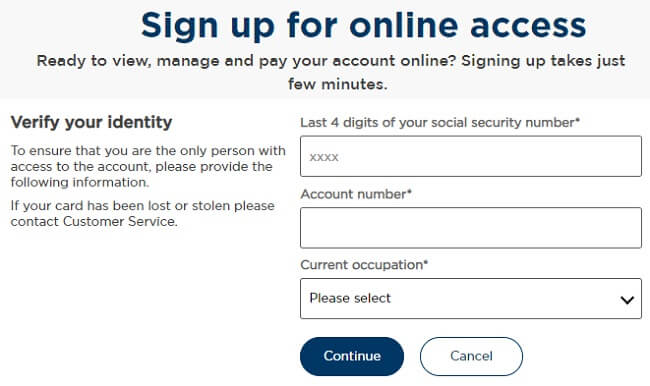 Old Navy Barclays new account sign up form