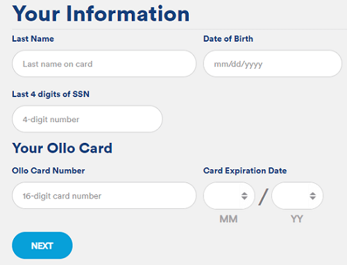 Ollo-Credit-card-activation-form