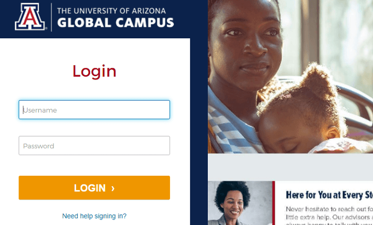 UAGC student login form