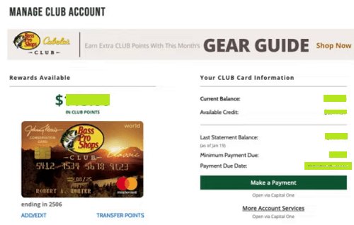 cabela's club account after connecting capital one