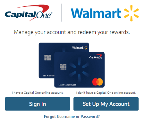 capital one walmart credit account manage page