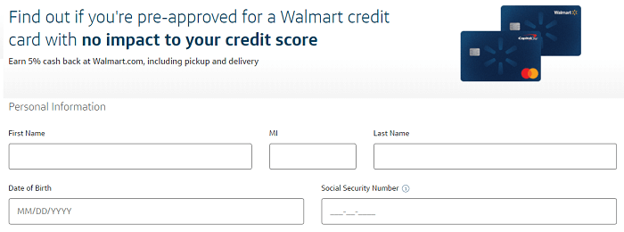 capital one Walmart credit pre-approval check