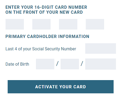credit card activation page on Merrick bank website