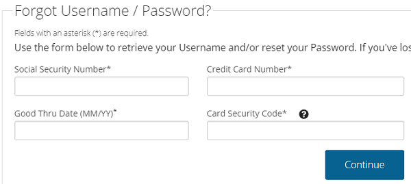 credit one Username, Password reset facility