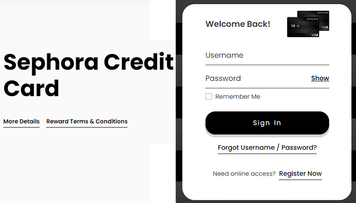 sephora credit account login form