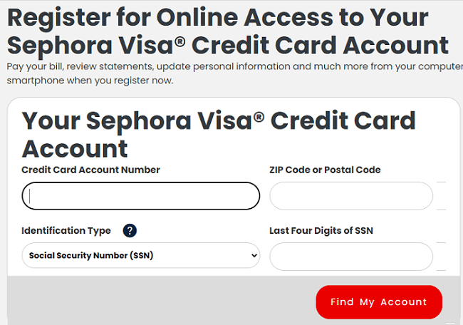 sephora credit account registration form