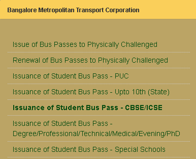 Bangalore Metropolitan Transport Corporation cbse icse student bus pass link