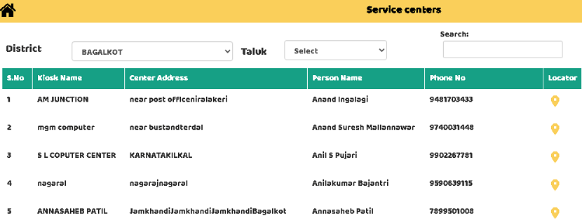 service centers locator page