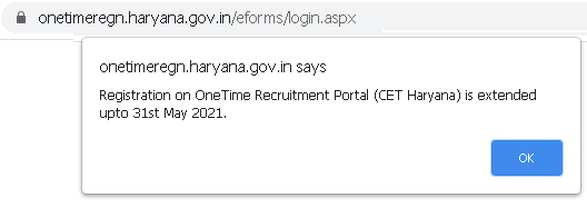 haryana cet registration extended up to 31st May 2021 notice