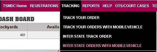 Inter state track order with mobile, vehicle link
