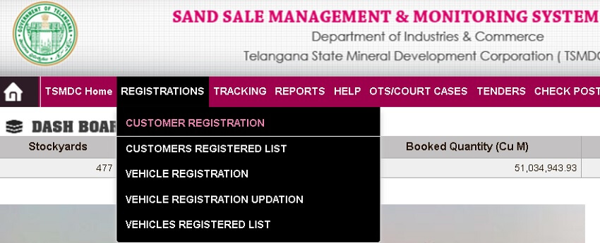 customer registration link on SSMMS portal
