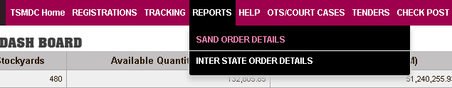 ssmms sand order details report link