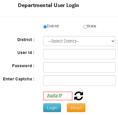Tahasil departmental login page Odisha