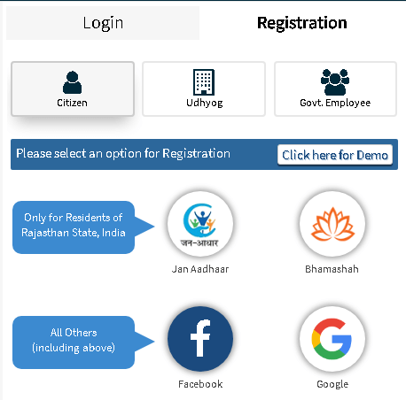 rajasthan sso id registration page