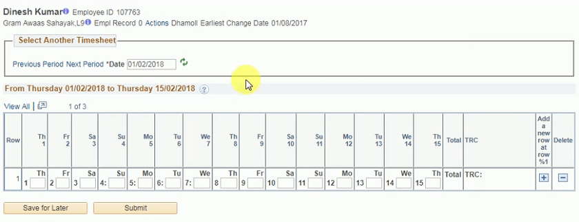 attendance timme sheet submit page