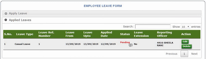 hrms applied leave details punjab