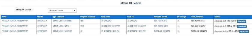 leave status intra haryana hrms