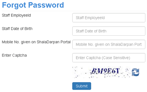 shala darpan staff corner forgot password page