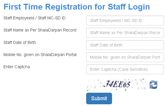 staff corner registration page
