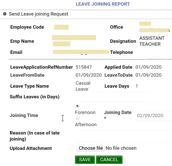 leave joining request form