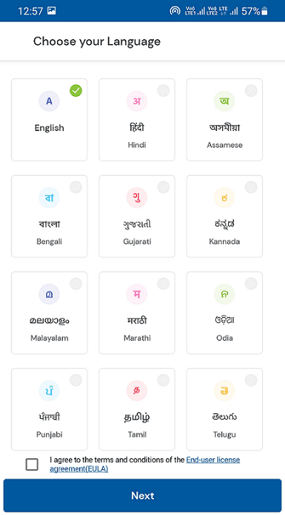 umang app language selection