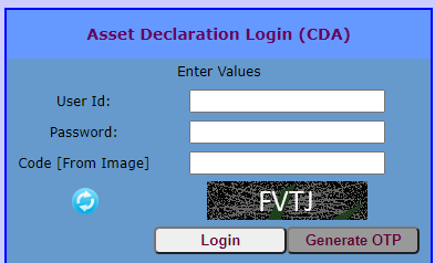 asset declaration login form coal india limited
