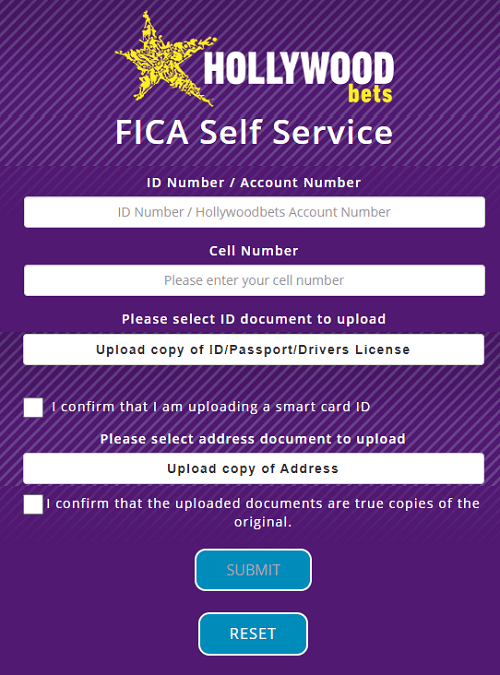 hollywoodbets fica self service page