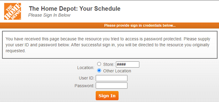 home depot my schedule login page