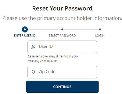old navy credit account reset password form
