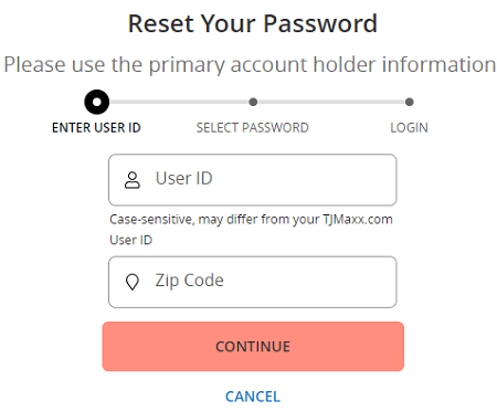 tjmaxx credit card password recovery form