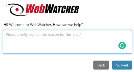 webwatcher live chat support page