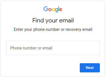 Gmail id recovery form