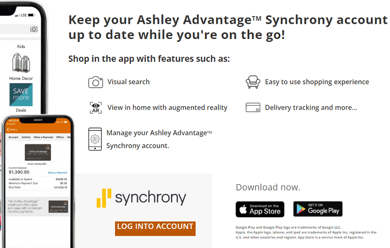 ashley credit card login and app download  link