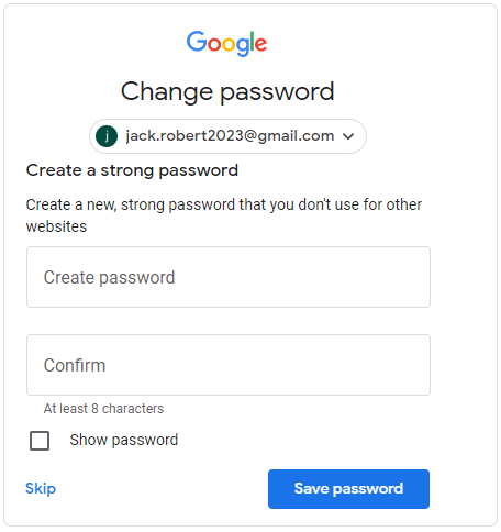create a new password for gmail