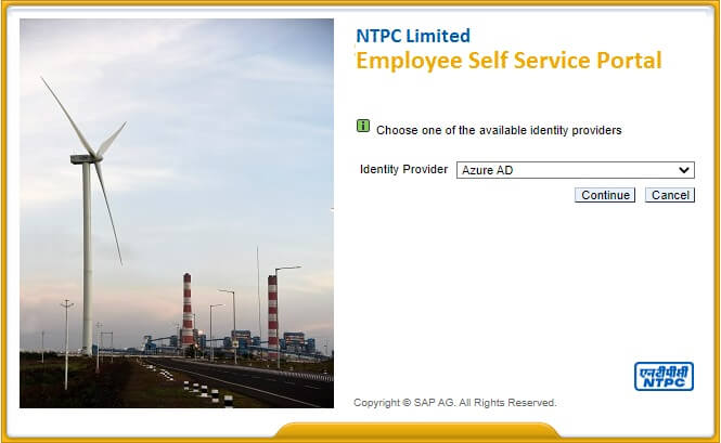 NTPC employee self service portal homepage