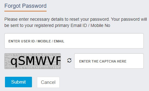 NATS portal password reset page